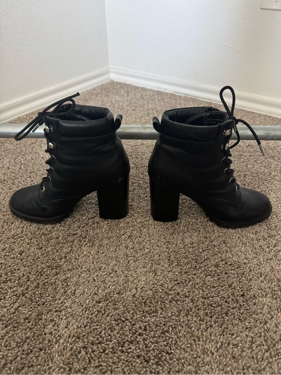 Madden Girl Shoes - Madden Girl Black Lace-Up Block Heel Combat Boots